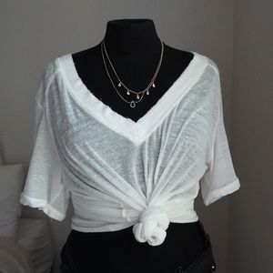 White Free People Relaxed Fit Tee